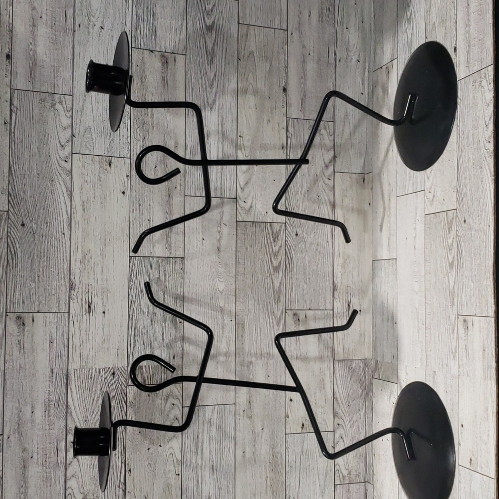 Vintage MCM Metal Stickman Candle Holders